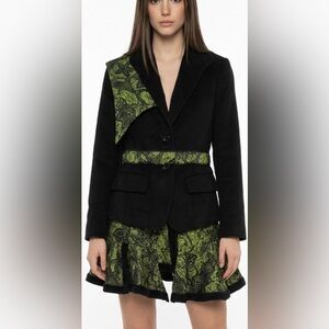 Upcycled Black and Green Women's Jacket size M.